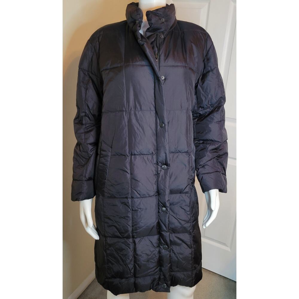 VTG Gallery Women's Puffer Jacket Size L Black Down Waterfowl Parka Long Coat